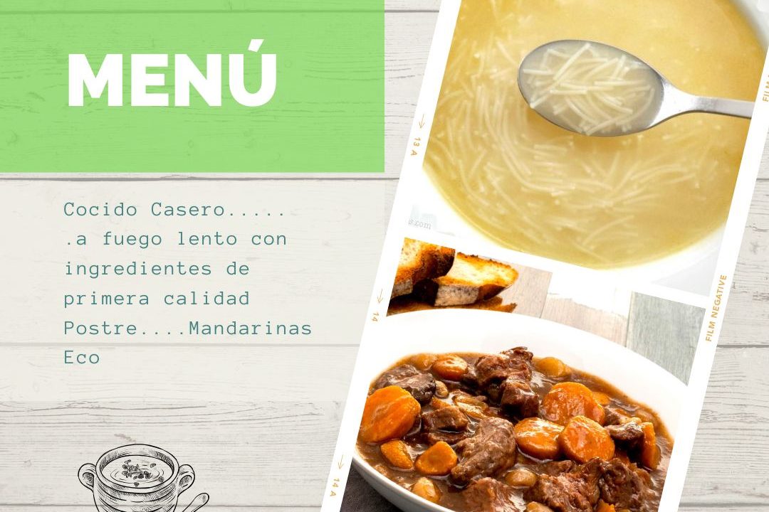 Post de Instagram Fotos de comida menu del dia rustico blanco y celeste